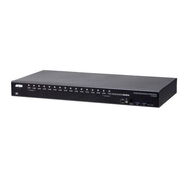 Aten CS19216, 16- Port USB3.0 4K DisplayPort KVM Switch, Superior video quality, Cascadable to two levels-control up to 256 computers, Video DynaSyncâ„¢ Aten CS19216, 16- Port USB3.0 4K DisplayPort KVM Switch, Superior video quality, Cascadable to two levels-control up to 256 computers, Video DynaSyncâ„¢